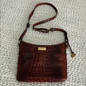 Brahmin Crocodile Embossed Crossbody Bag in Deep Brown